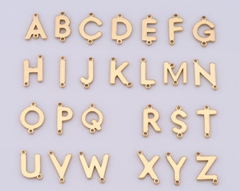Gold Letters Connector,18K Gold Filled CZ Alphabet Connector,Initial Connector DIY Bracelet Necklace Jewelry Making Findings Supply
