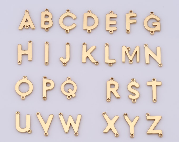 Gold Letters Connector,18K Gold Filled CZ Alphabet Connector,Initial Connector DIY Bracelet Necklace Jewelry Making Findings Supply