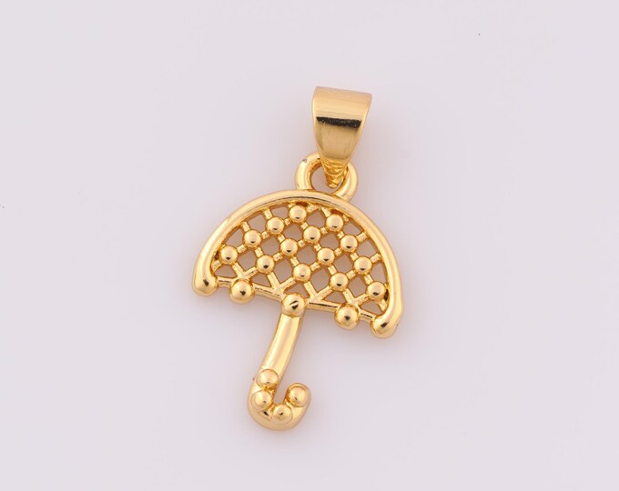 1 pcs Gold Umbrella Pendant,18K Gold Filled Umbrella Charm,Umbrella Charm DIY Bracelet Necklace Jewelry Making Findings Supply