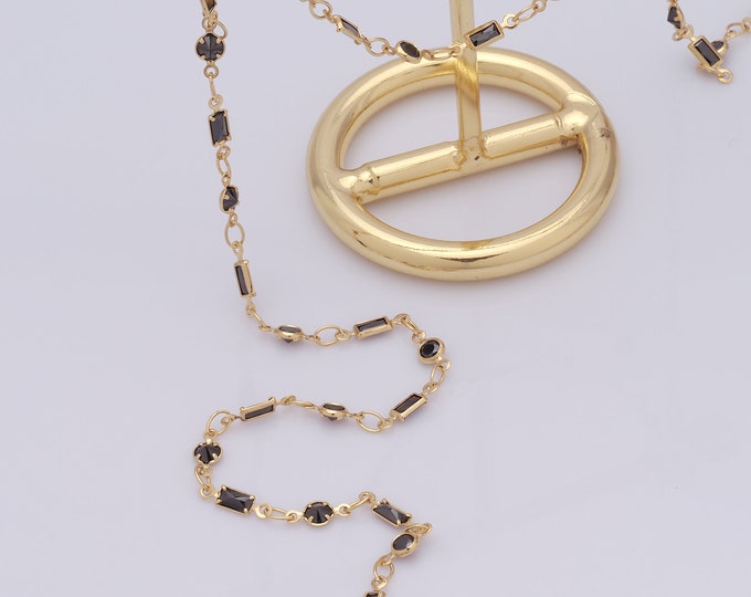 1 Meter Gold Stone Chain, 18K Gold Filled Semi Finished Chain, Specialty Chains, DIY Jewelry Making Supplies