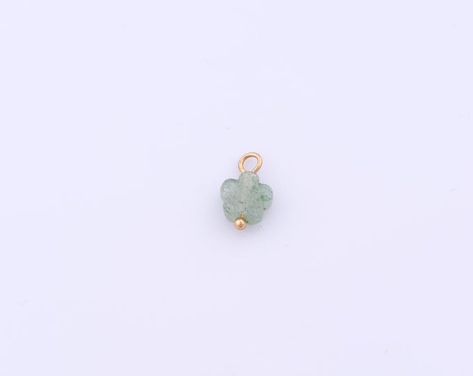 1 pcs Gold Energy Stone Pendant,18K Gold Filled Natural Stone Charm,Flower Charms DIY Bracelet Necklace Jewelry Making Findings Supply