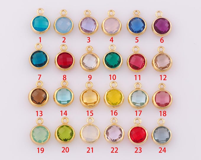 5 pcs Gold CZ Round Pendant,18K Gold Filled Solitaire Charm,Round Charm DIY Bracelet Necklace Jewelry Making Findings Supply