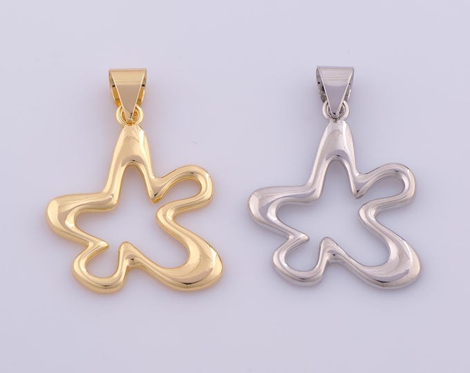 1 pcs Gold Flower Pendant,18K Gold Filled Flower Charm,Flower Charms DIY Bracelet Necklace Jewelry Making Findings Supply