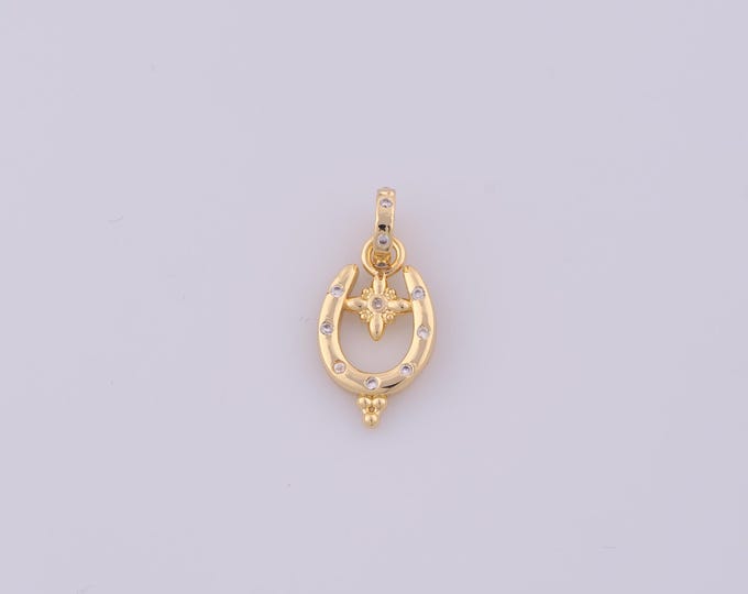 1 pcs Gold CZ Star Pendant,18K Gold Filled U Charm,Star Charms DIY Bracelet Necklace Jewelry Making Findings Supply
