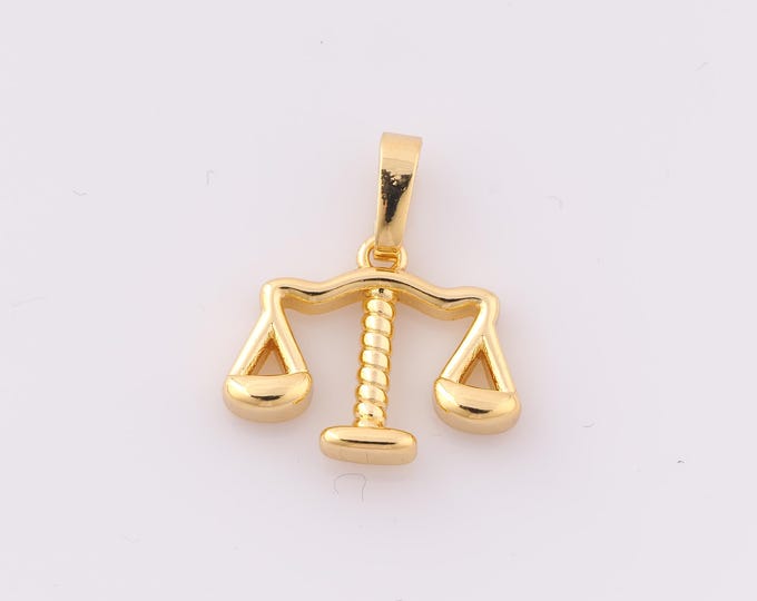 1 pcs Gold Balance Scale Pendant,18K Gold Filled Balance Charm,Justice Charm DIY Bracelet Necklace Jewelry Making Findings Supply