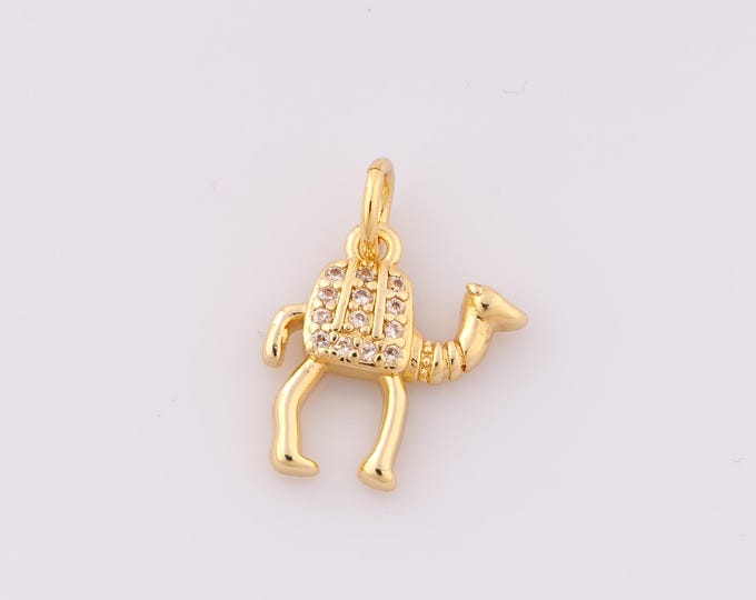 1 pcs Gold CZ Camel Pendant,18K Gold Filled Camel Charm,Camel Charm DIY Bracelet Necklace Jewelry Making Findings Supply