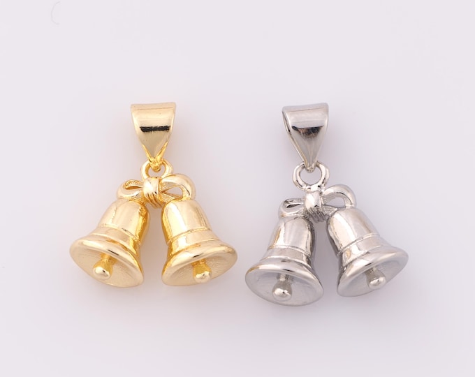1 pcs Gold Bell Pendant,18K Gold Filled Bell Charm,Bell Charm DIY Bracelet Necklace Jewelry Making Findings Supply