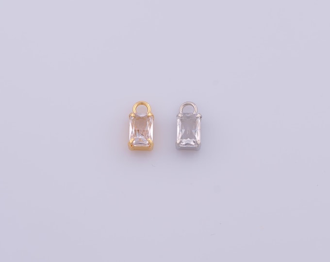 1 pcs Gold CZ Square Pendant,18K Gold Filled Square Charm,Square Charms DIY Bracelet Necklace Jewelry Making Findings Supply