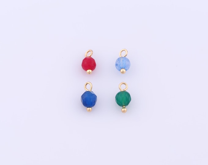 5 pcs Gold Energy Stone Pendant,18K Gold Filled Natural Stone Charm,Stone Charms DIY Bracelet Necklace Jewelry Making Findings Supply