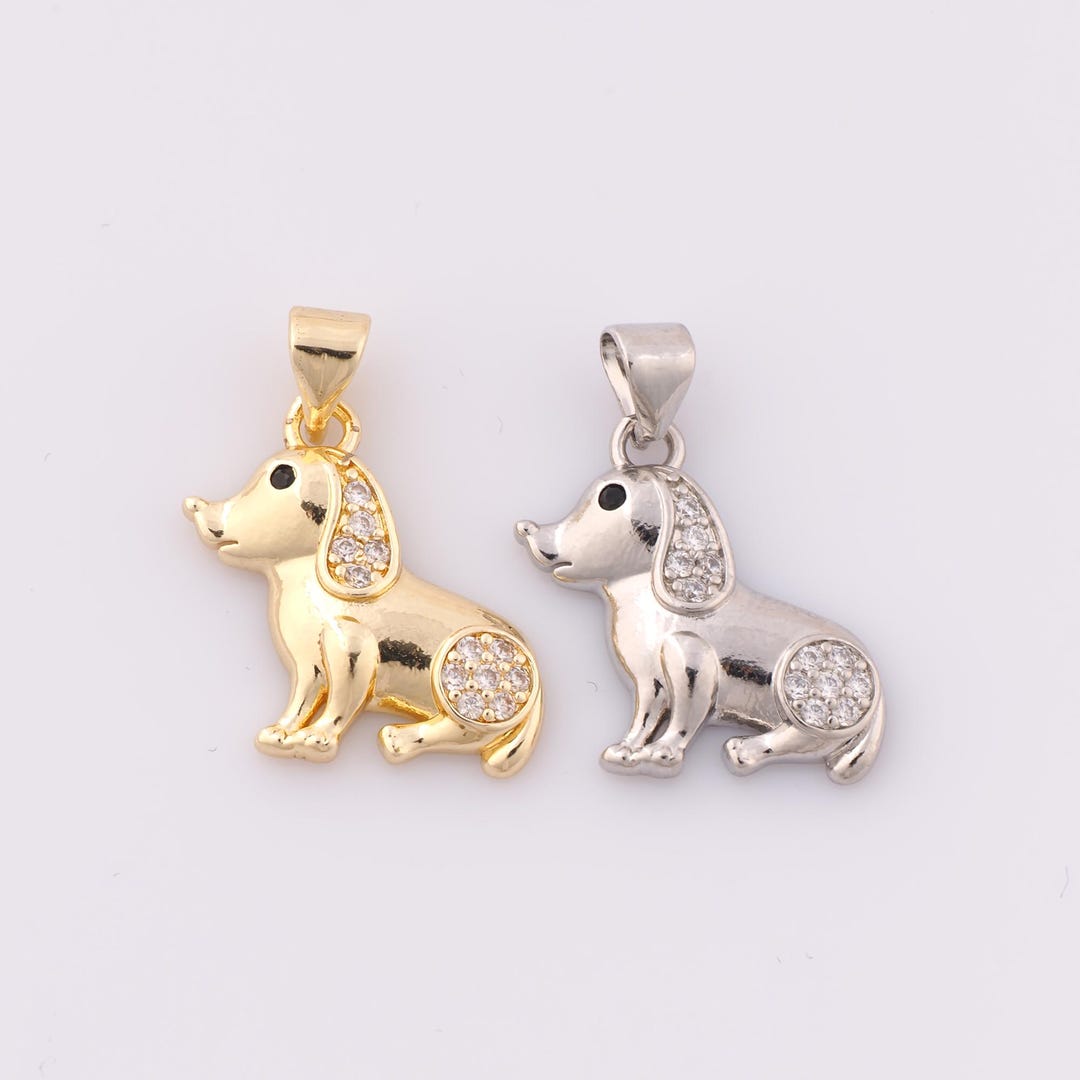 1 Pcs Gold CZ Dog Pendant 18k Gold Filled Dog Charm dog Charm DIY 1-pcs-gold-cz-dog-pendant-18k-gold-filled-dog-charm-dog-charm-diy