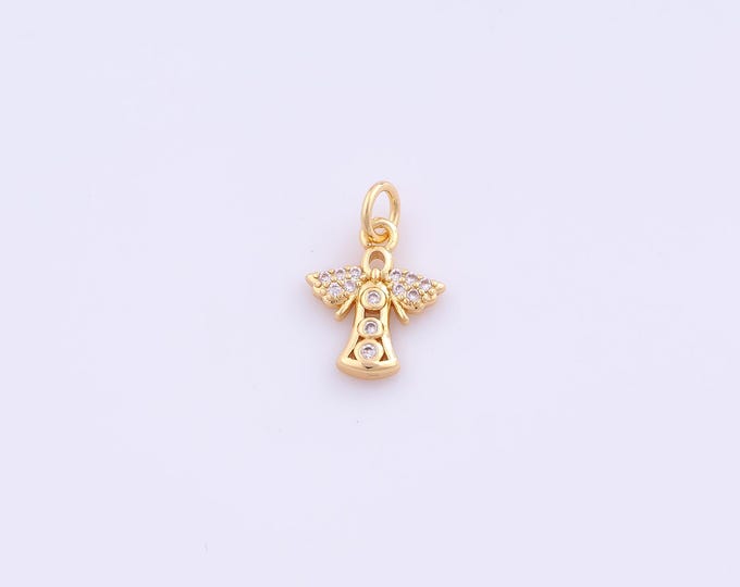 1 pcs Gold CZ Angel Pendant,18K Gold Filled Angel Charm,Angel Charms DIY Bracelet Necklace Jewelry Making Findings Supply