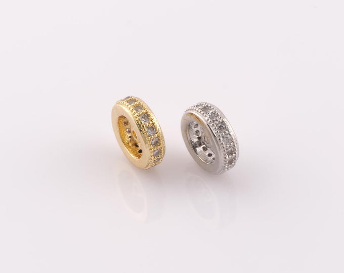 1 pcs 18K Gold Filled Round Flat Spacer Beads,Flat Beads,Wheel Beads for DIY Jewelry Making Findings Supply