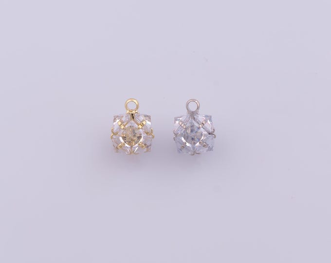 1 pcs Gold CZ Ball Pendant,18K Gold Filled Ball Charm,Ball Charms DIY Bracelet Necklace Jewelry Making Findings Supply