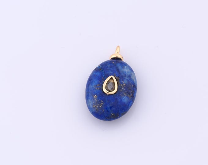 1 pcs Gold Energy Stone Pendant,18K Gold Filled Natural Stone Charm,Stone Charms DIY Bracelet Necklace Jewelry Making Findings Supply