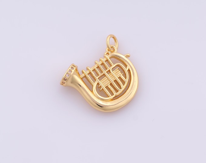1 pcs Gold French Horn Pendant,18K Gold Filled French Horn Charm,French Horn Charms DIY Bracelet Necklace Jewelry Making Findings Supply