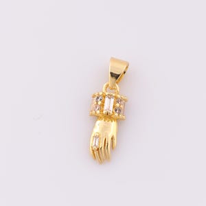 1 pcs Gold CZ Hand Pendant,18K Gold Filled Hand Charm,Hand Charm DIY Bracelet Necklace Jewelry Making Findings Supply
