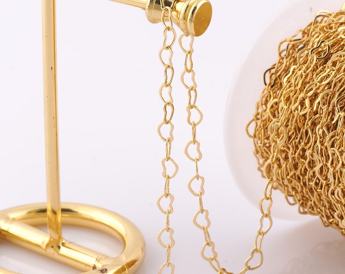 1 Meter Gold Heart Chain, 18K Gold Filled Semi Finished Chain, Specialty Chains, DIY Jewelry Making Supplies