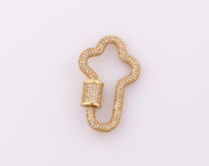 1 pcs Gold CZ Carabiner Clasp,18K Gold Filled Screw Clasp,Carabiner Clasp for DIY Bracelet Necklace Jewelry Making Findings Supply