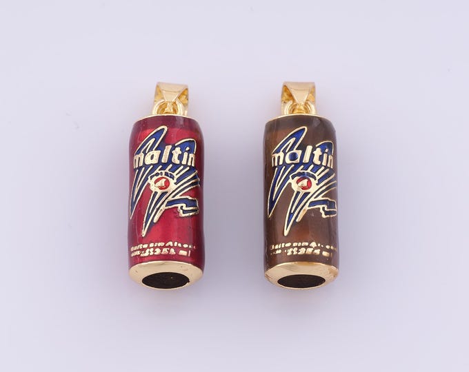 1 pcs Gold Enamel Maltol Pendant,18K Gold Filled Maltin Charm,Bottle Charms DIY Bracelet Necklace Jewelry Making Findings Supply