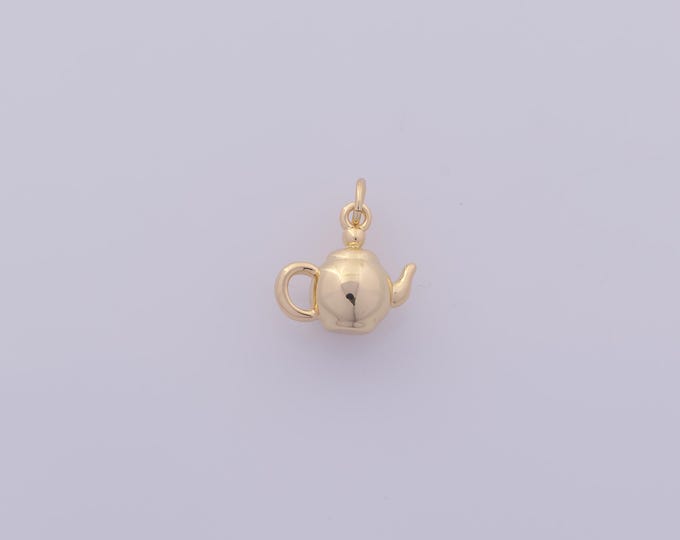 1 pcs Gold Kettle Pendant,18K Gold Filled Kettle Charm,Kettle Charms DIY Bracelet Necklace Jewelry Making Findings Supply