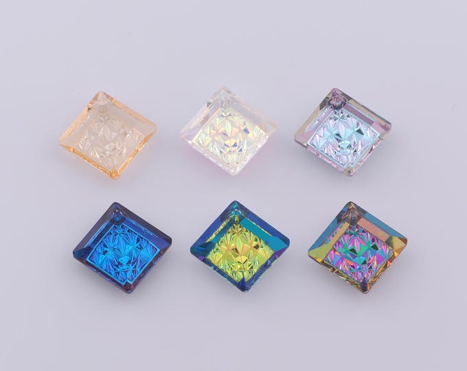 1 pcs Princess Cut Crystal Pendant,Crystal AB Charms,Austrian Crystal,Made in Austria DIY Bracelet Necklace Jewelry Making Findings Supply