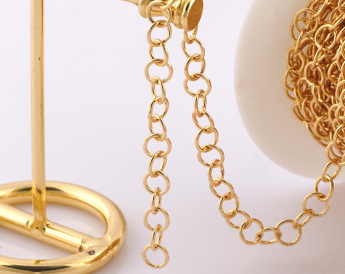 1 Meter Gold Cable Chain, 18K Gold Filled Semi Finished Chain, Specialty Chains, DIY Jewelry Making Supplies