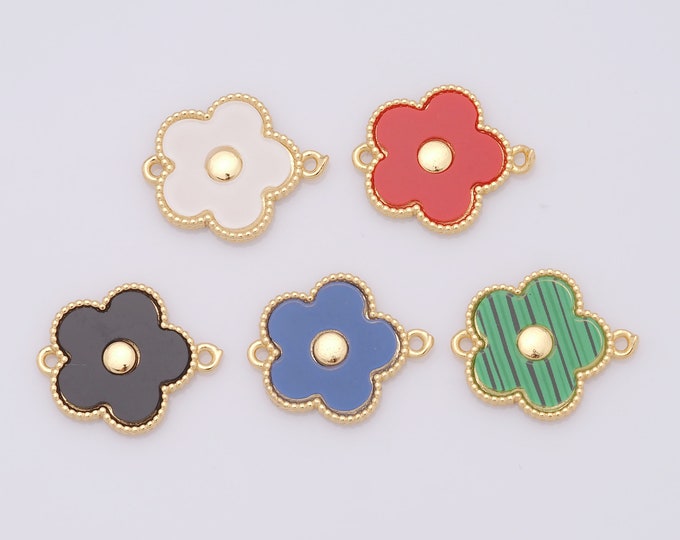 1 pcs Gold Flower Connector,18K Gold Filled Enamel Flower Connector,Flower Connector DIY Bracelet Necklace Jewelry Making Findings Supply