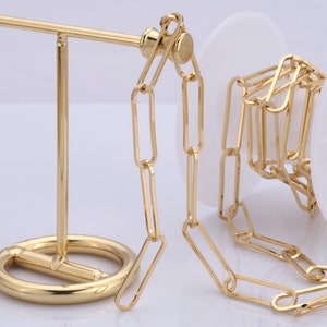 1 Meter Gold Büroklammer Kette, 18K Gold Filled halb fertige Kette, Spezialität Ketten, DIY Schmuckherstellung Zubehör