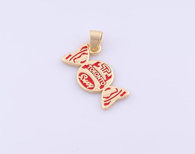 1 pcs Gold Enamel Candy Pendant,18K Gold Filled Sweet Charm,Candy Charms DIY Bracelet Necklace Jewelry Making Findings Supply