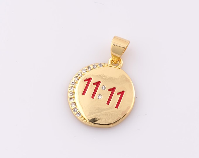 1 pcs Gold CZ Digital Pendant,18K Gold Filled Enamel Minimalist Charm,Time Charms,DIY Bracelet Necklace Jewelry Making Findings Supply