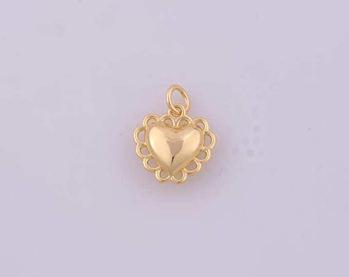 1 pcs Gold Heart Pendant,18K Gold Filled Love Charm,Heart Charms DIY Bracelet Necklace Jewelry Making Findings Supply