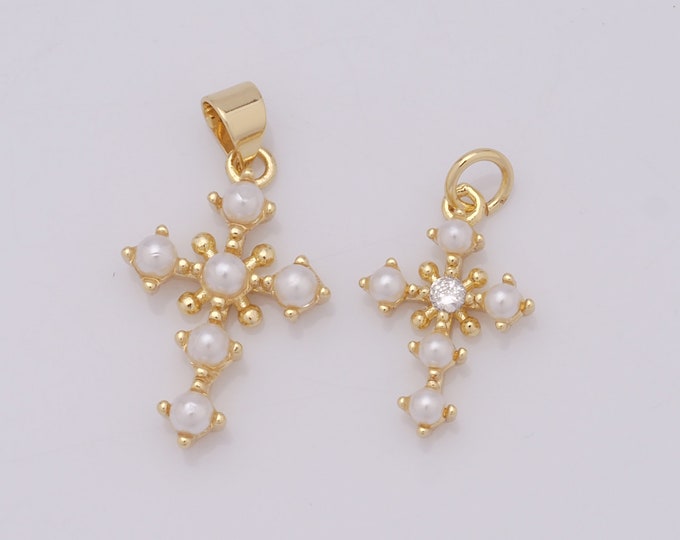 1 pcs Gold Cross Pendant,18K Gold Filled CZ Religion Charm,Christian Charm DIY Bracelet Necklace Jewelry Making Findings Supply