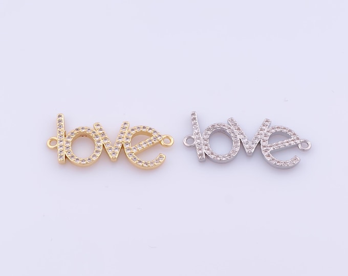 1 pcs Gold LOVE Connector,18K Gold Filled CZ Letter Connector,Love Connector DIY Bracelet Necklace Jewelry Making Findings Supply
