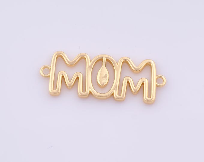 1 pcs Gold MOM Connector,18K Gold Filled Letter Connector,MOM Connector DIY Bracelet Necklace Jewelry Making Findings Supply