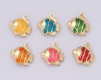 1 pcs pendentif poisson en or, breloque poisson rempli d'or 18 carats, breloque poisson bracelet à bricoler soi-même collier fabrication de bijoux résultats approvisionnement