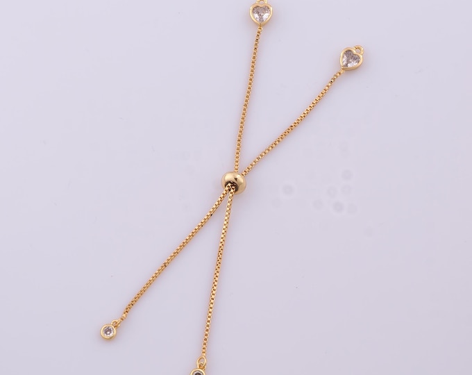1 Str Gold Heart Extendable Chain, 18K Gold Filled Slider Bracelet, Adjustable Chains, DIY Jewelry Making Supplies