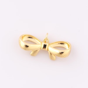 1 pcs Gold Bow Pendant,18K Gold Filled Bow Charm,Bow Charm DIY Bracelet Necklace Jewelry Making Findings Supply
