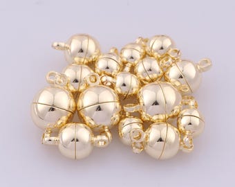 5 pcs 14K Gold Filled Round Magnetic Clasp,Gold Magnetic Clasp,Ball Magnetic Clasp for DIY Bracelet Necklace Jewelry Making Findings Supply