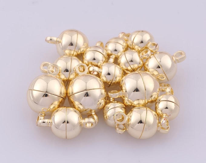 5 pcs 14K Gold Filled Round Magnetic Clasp,Gold Magnetic Clasp,Ball Magnetic Clasp for DIY Bracelet Necklace Jewelry Making Findings Supply