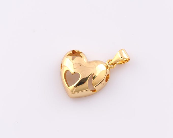 1 pcs Gold Heart Pendant,18K Gold Filled Moon Charm,Star Charms,DIY Bracelet Necklace Jewelry Making Findings Supply