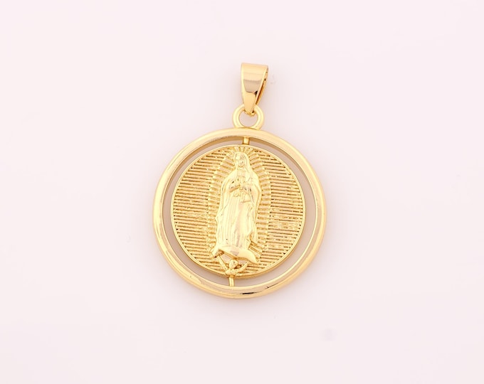1 pcs Gold Virgin Mary Pendant,18K Gold Filled Catholic Charm,Saint Benedict Charms DIY Bracelet Necklace Jewelry Making Findings Supply