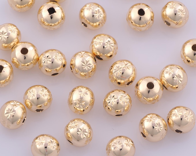 50 pcs 14K Gold Filled Round Ball Spacer Beads,Round Beads,Ball Beads for DIY Jewelry Making Findings Supply