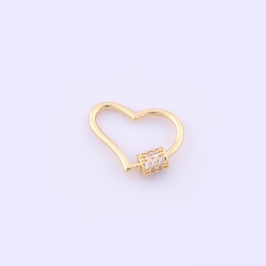 1 pcs Gold CZ Carabiner Clasp,18K Gold Filled Screw Clasp,Heart Clasp for DIY Bracelet Necklace Jewelry Making Findings Supply