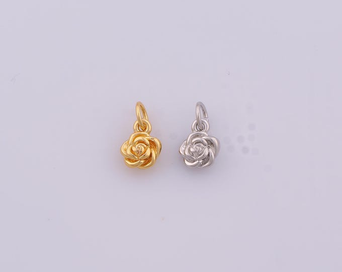 1 pcs Gold Flower Pendant,18K Gold Filled Flower Charm,Flower Charms DIY Bracelet Necklace Jewelry Making Findings Supply