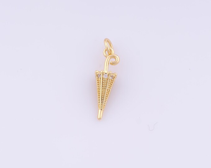 1 pcs Gold CZ Umbrella Pendant,18K Gold Filled Umbrella Charm,Umbrella Charms DIY Bracelet Necklace Jewelry Making Findings Supply