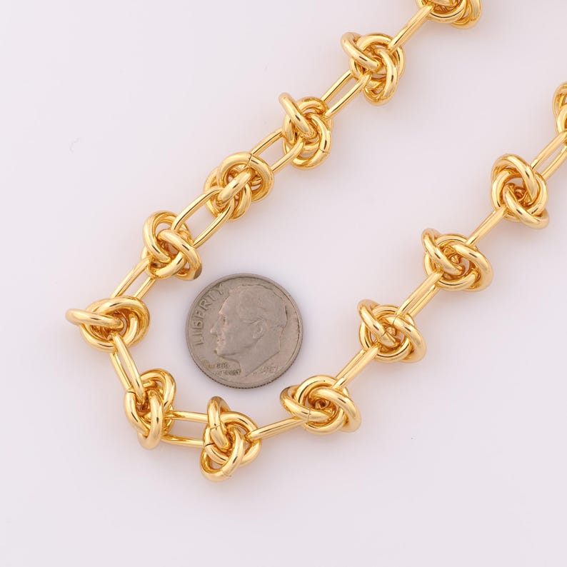 Knot Chain Options 1 Meter Gold Knot Chain, 18K Gold Filled Semi Finished Chain, Specialty ...