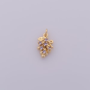 1 pcs Gold CZ Grape Pendant,18K Gold Filled Fruit Charm,Grape Charms DIY Bracelet Necklace Jewelry Making Findings Supply
