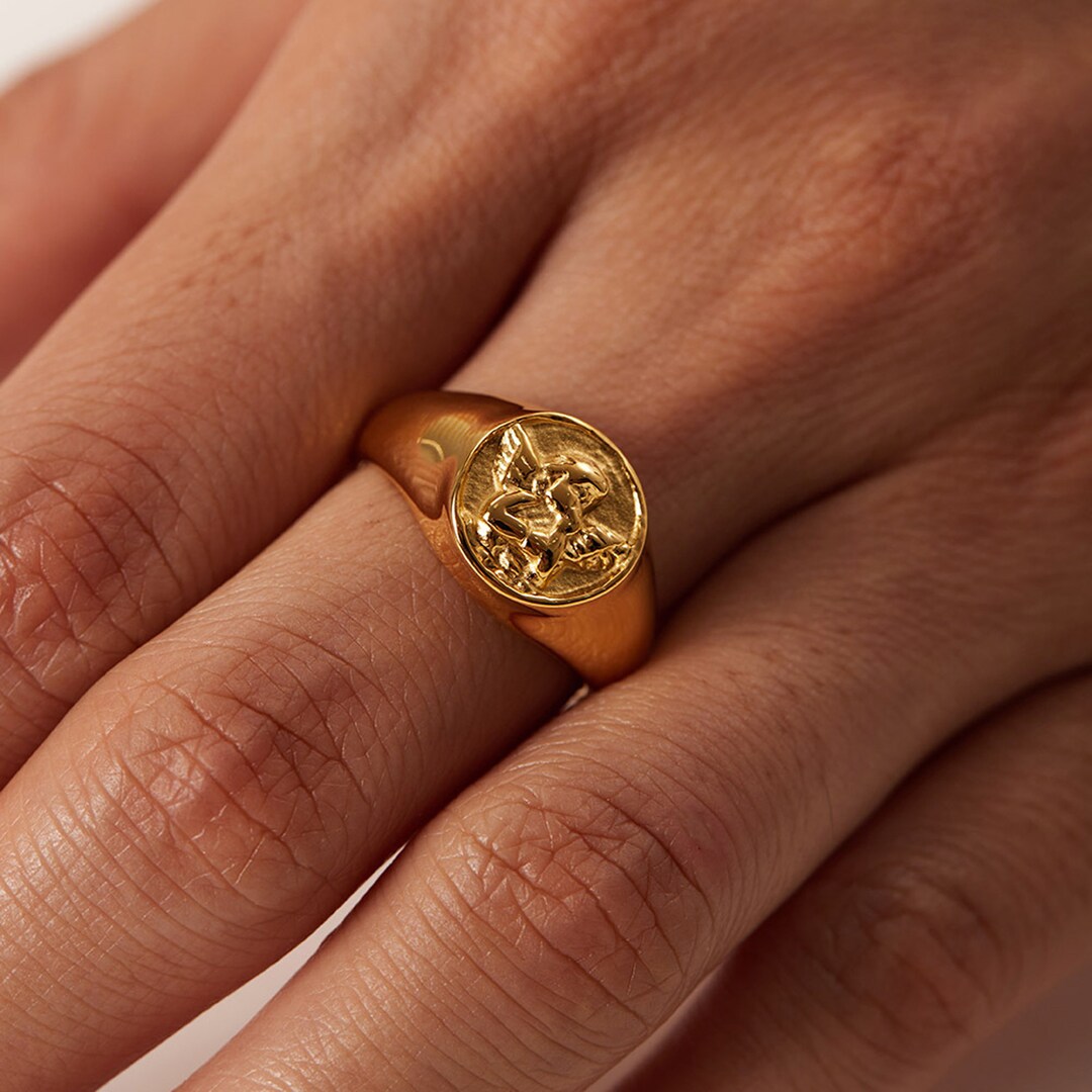 Angel Gold Gold Ring/statement Ring/pinky Ring