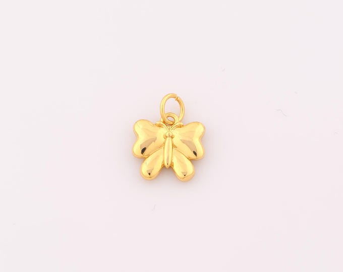 1 pcs Gold Butterfly Pendant,18K Gold Filled Insect Charm,Butterfly Charms DIY Bracelet Necklace Jewelry Making Findings Supply