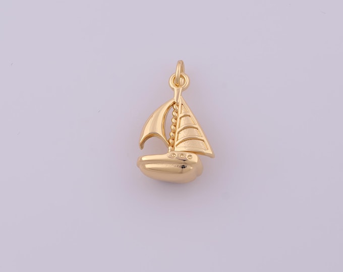 1 pcs Gold Sailboat Pendant,18K Gold Filled Sailboat Charm,Sailboat Charms DIY Bracelet Necklace Jewelry Making Findings Supply